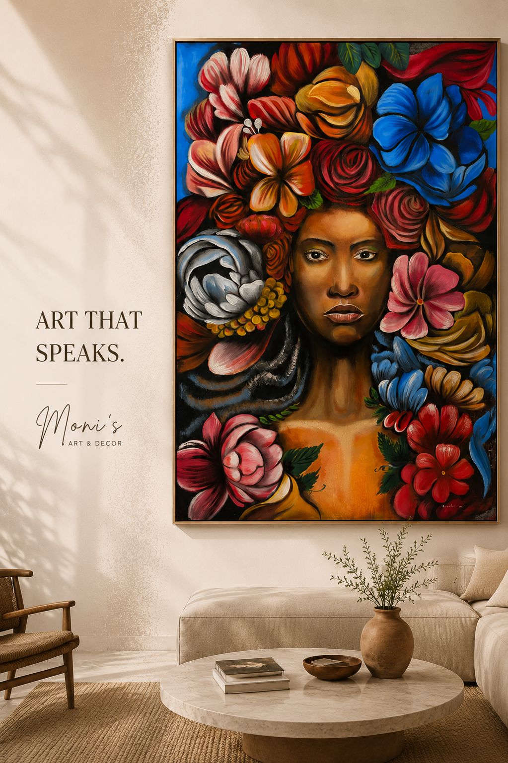 Radiance – handgemaltes Originalgemälde von Raka im modernen Wohnzimmer, 100x150 cm, Monis Art & Decor